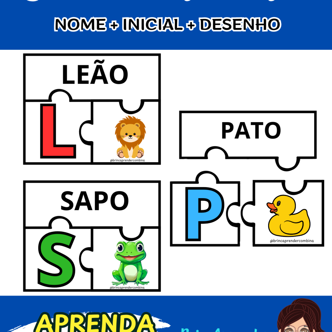 APRENDENDO O ALFABETO: QUEBRA-CABEÇA - 3 IMAGENS