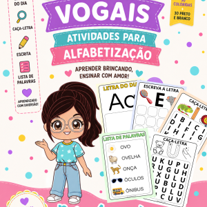 atividades vogais, combo vogais pdf, alfabetização infantil, atividades educação infantil, atividades para imprimir, recurso pedagógico pdf, caça letra infantil, letra do dia, atividades alfabetização pdf, atividades lúdicas alfabetização, material pedagógico educação infantil, atividades com vogais para imprimir, PDF alfabetização infantil